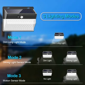 

136/206 LED Solar Light ABS Outdoor Solar Lamps PIR Motion Sensor Wall Light Waterproof Emergency Lighting Lamp for Garden Decor