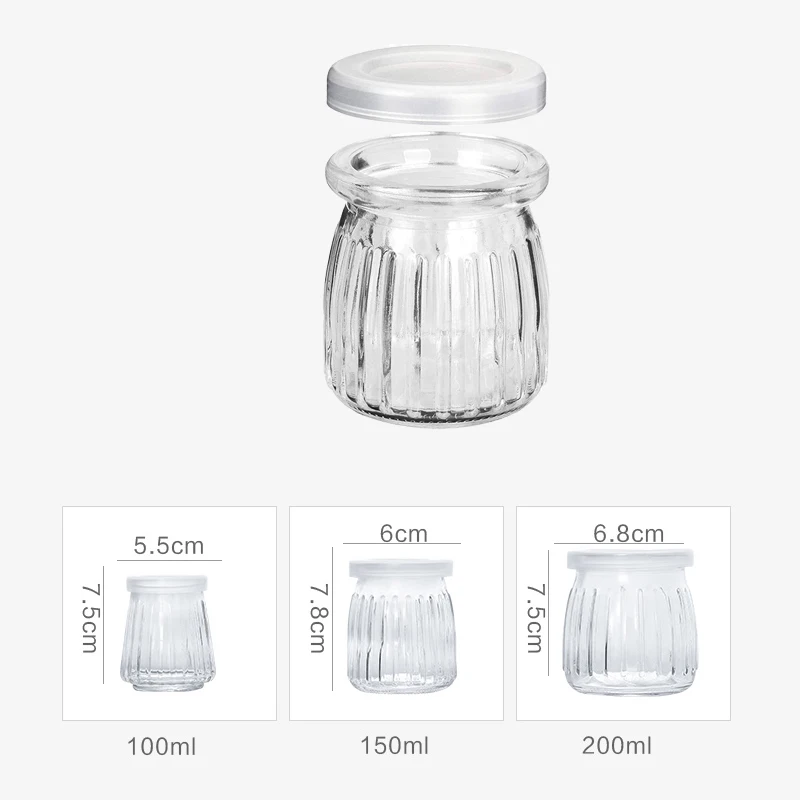 Betrome 4 OZ Glass Jar Yogurt Jars Pudding W/ Lid Containers PE 