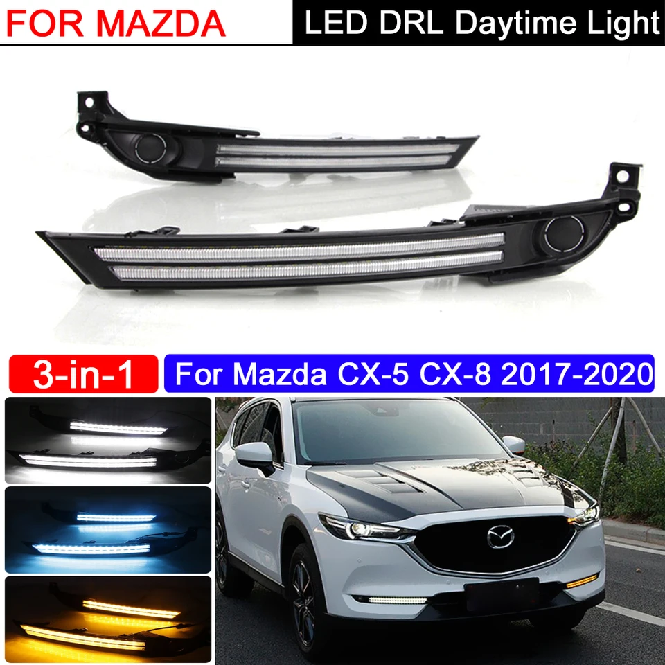 優れた♪マツダ CX-8 KG系 専用 LED 流れる ステップガーニッシュ スカッフプレート ホワイト 4PCS CX-8 KG系 LED シーケンシャル 流れるウインカー デイライトキット