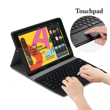 Para ipad 10.2 7th gen 2019 teclado bluetooth com touchpad lápis titular tablet de couro magnética destacável eua caso teclado