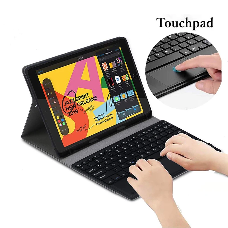 Для iPad 10 2 7 го поколения 2019 Bluetooth клавиатура с тачпадом держатель для карандашей