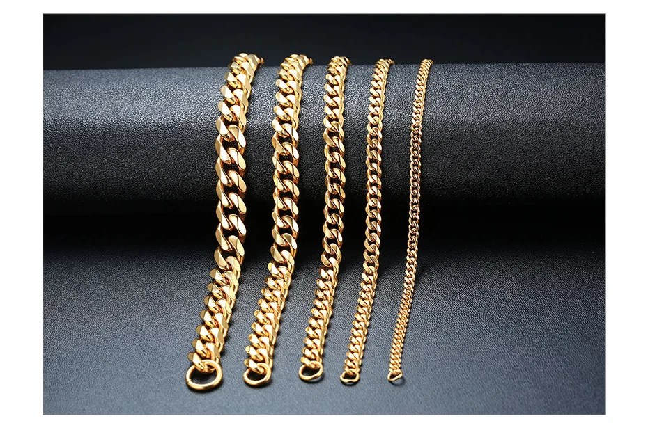 Простые 3-11 мм Широкие браслеты из нержавеющей стали с кубинской цепочкой для мужчин и женщин унисекс наручные подарки ювелирные изделия