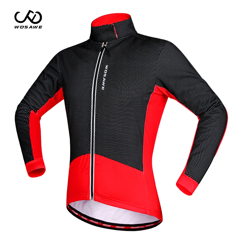

WOSAWE Winter Windproof Water Repellet Reflective Cycling Jacket Jacket Warm Mountain Bike Lengthen Cuff Men Women warm Jacket