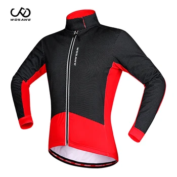 

WOSAWE Winter Windproof Water Repellet Reflective Cycling Jacket Jacket Warm Mountain Bike Lengthen Cuff Men Women warm Jacket