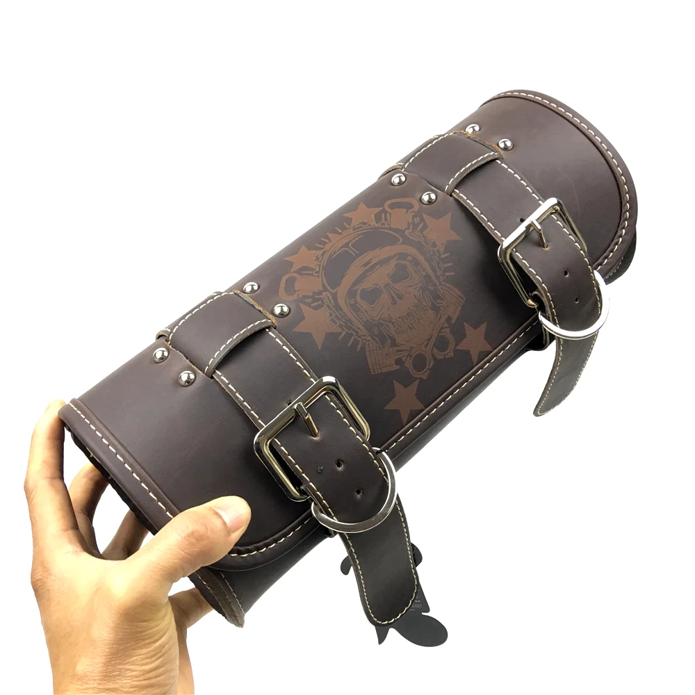 Motorcycle leather tool handlebar bag Vintage Brown Diamond