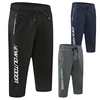 2021 Men Sport Cropped Pants Drawstring Zipper Pockets Training Running 3/4 Trousers Sweatpant Letter Printing Gym 7 Points Pant 3