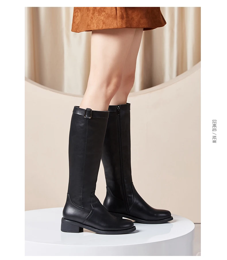 GEMEIQ/ г. Женские ботинки новые зимние теплые высокие рыцарские сапоги с боковой молнией женские Ботинки на каблуке 3-5 см Женская обувь