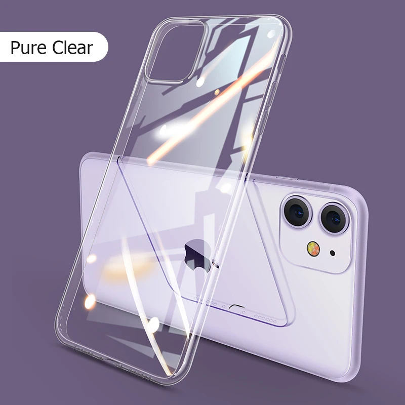 Pure clear Для iPhone 11 Pro Max роскошное покрытие для чехла TPU чехол для Apple iPhone 11 Plus мягкий прозрачный противоударный чехол - Цвет: Pure clear