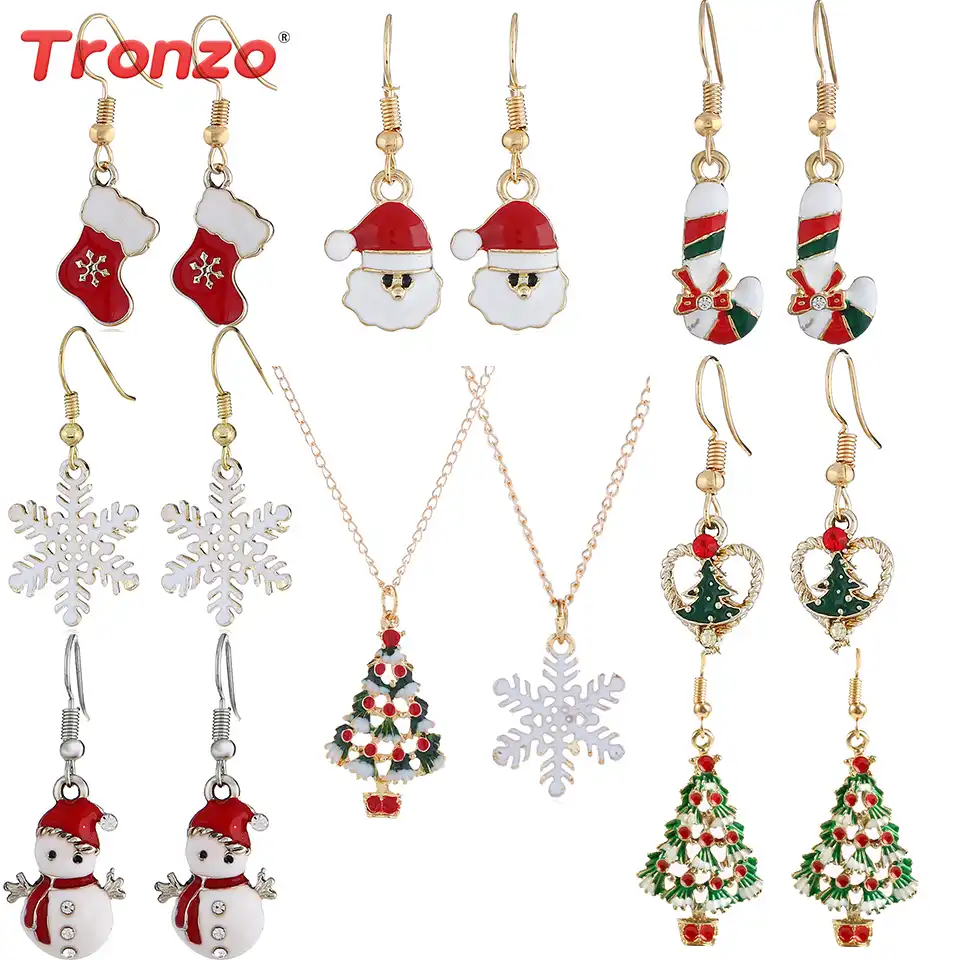 Tronzo Рождество Санта Клаус серьги кулон 2 шт./компл. прекрасный снеговик Рождественское украшение для дома 2019 счастливый новогодний Рождеств...