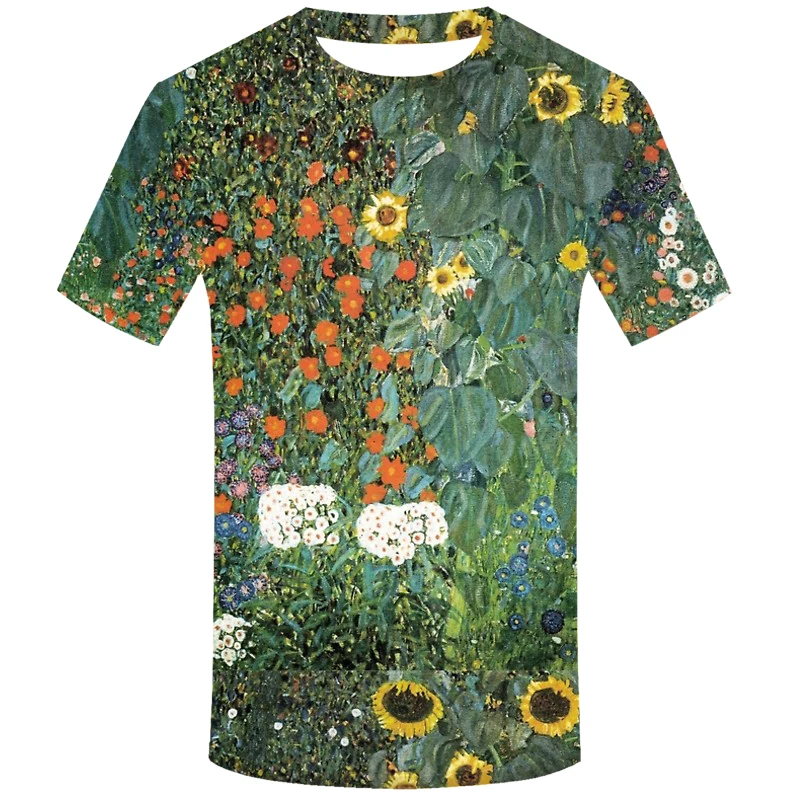 Gustav Klimt The Sunflower Tshirt 2020 Men Fashion T shirt 3D Print Funny Tee Shirt Homme Harajuku Tops Short Sleeve Clothes | Мужская