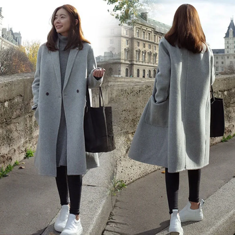 

2020 Autumn And Winter New Style Plus-sized WOMEN'S Dress Fat Mm Loose-Fit Overcoat 200 Large GIRL'S Woolen Jacket