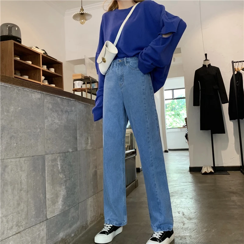 Повседневные модные брендовые трендовые Прямые новые джинсы Harajuku высокого качества Женская одежда лето и осень темперамент