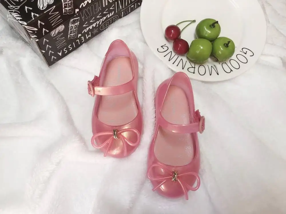 Мини Melissa Girl Furadinha Новые Модные прозрачные сандалии для девочек детские сандалии с бантом детская пляжная обувь Нескользящая обувь melissa SH19098