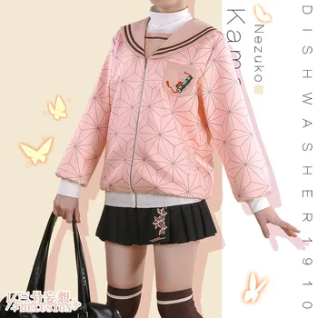 

Anime! Demon Slayer: Kimetsu no Yaiba Kamado Nezuko jk Uniform Cosplay Costume Leisure Lovely Daily Outfit Free Shipping