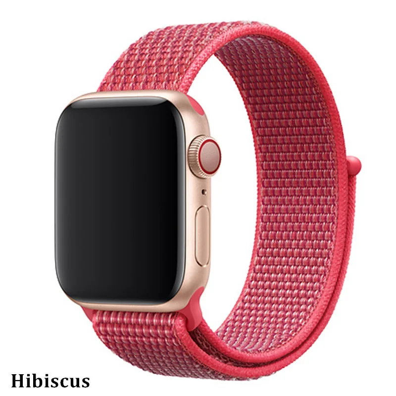 Hibiscus Спортивная петля для Apple watch ремешок Apple watch 4 группа 44 мм 40 м iWatch ремешок 42 мм 38 мм нейлоновый браслет ремешок для часов серии 3 2 1 44 - Цвет ремешка: Hibiscus