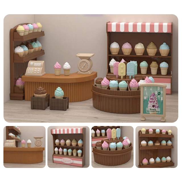 Forest Family Trolley Motorcycle Kids Toys for Girl Ice Cream Cart Toy Supermarket Miniatures Dollhouse Miniature Furniture Gift 5