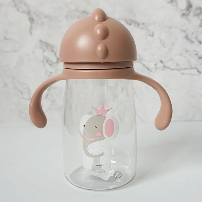 Coffee Handle Детская бутылка для воды Сиппи чашка мягкий носик чашка с ручкой слинг соломы анти-дроссель дизайн для детского обучения напиток 420 мл - Цвет: Coffee Handle