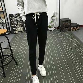 

Women Soft Cotton Joggers with Solid Girls Sweatpants Pull-on Pants Sport Pants Elastic Drawstring Waist