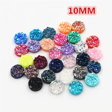Новая мода 10 мм 40 шт./лот смешанные AB цвета натуральная руда стиль плоская задняя Смола Кабошоны для браслета серьги аксессуары