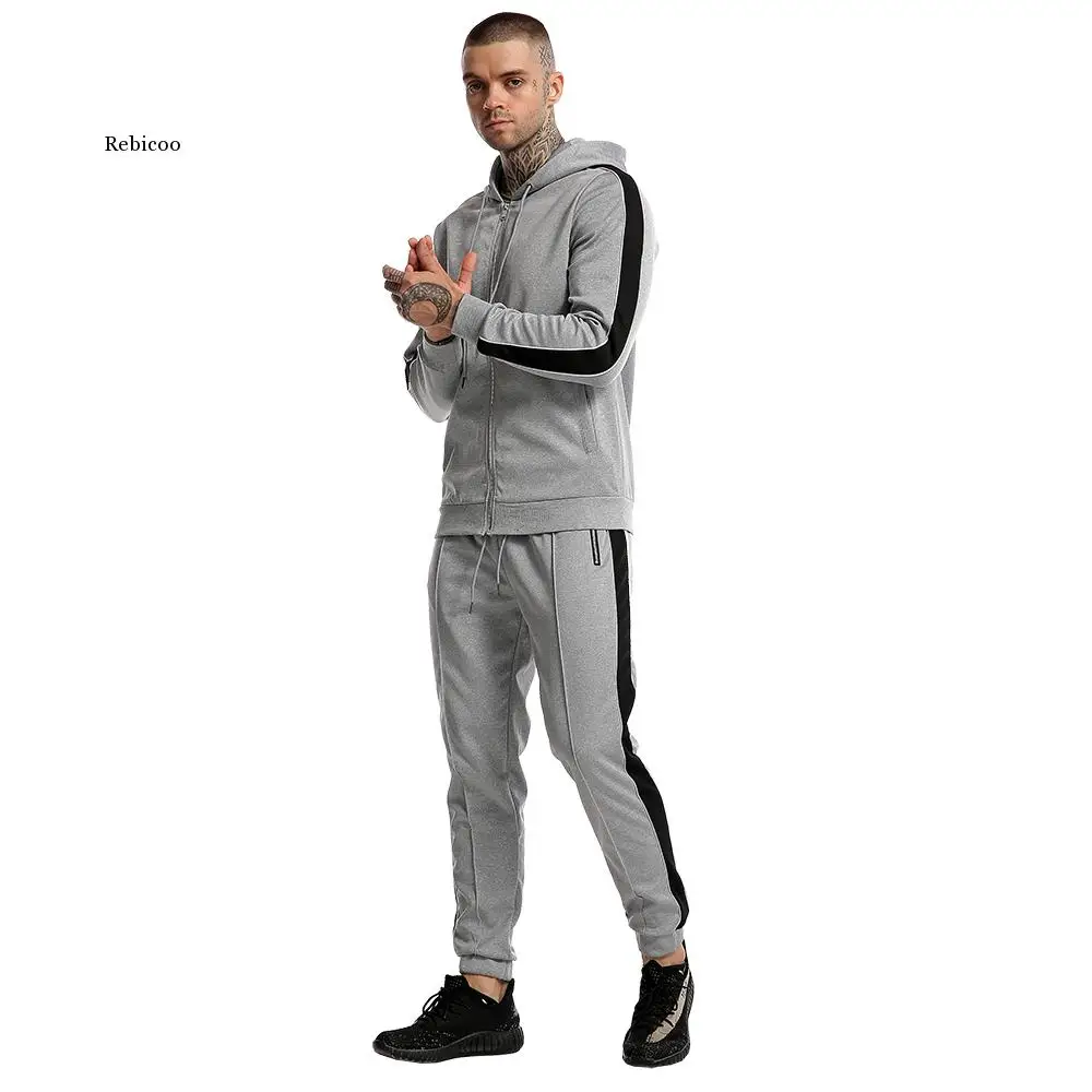 

New Men Sets Sweat Suit Set Mens Clothes Hoodies Mens Jogger Sweatsuits Running Suit Long Sleeve Cardigan Zipper Tracksuit Men