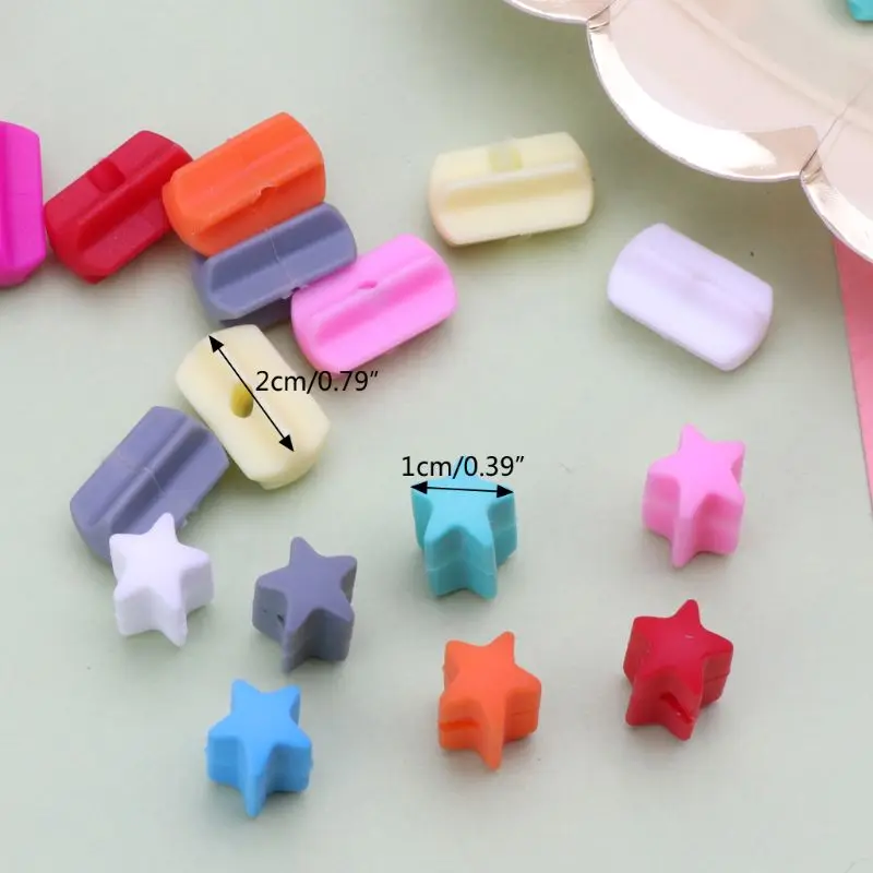 

10pc Baby Teething Beads Chewable Star Silicone Teether Nursing Chew Jewelry Pacifier Dummy Chain Making BPA FREE