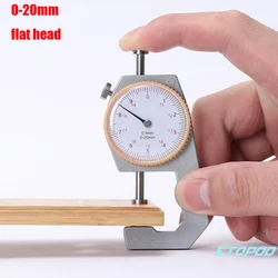 Precision Dial Thickness Gauge with Curved Tip for Hollow Pipes and Circular Tubes (0 - 20mm flat head)