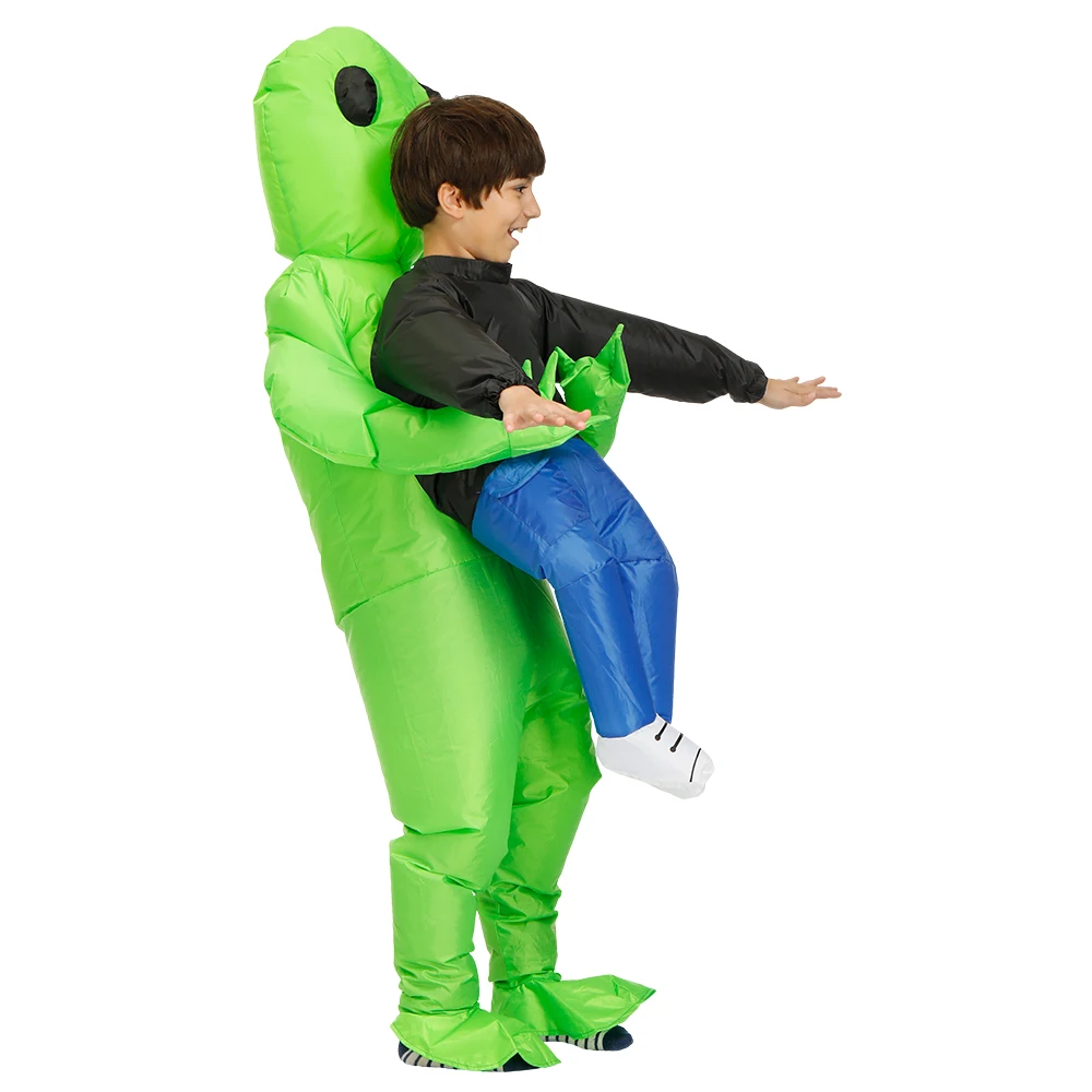 Green Alien Inflatable Costume for Kids - Funny Halloween Party Dress for Boys and Girls - Blow Up Fancy Dress with Inflation Garment image 4