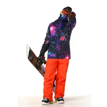 Модные черные мужские комплекты зимних костюмов Верхняя Спортивная одежда для занятий сноубордингом 10K водонепроницаемая ветрозащитная пропускающая воздух лыжная куртка+ зимние штаны