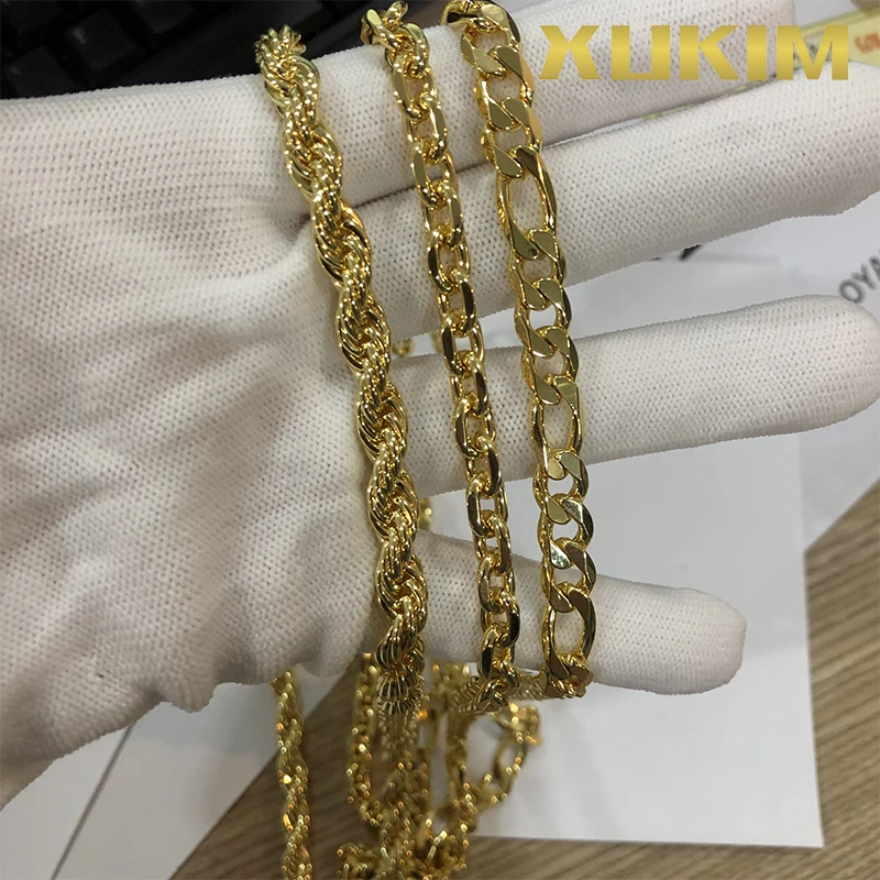 

GSC001-C Xukim Jewelry kejsarlänk kejsarlank kejsarlånk 7mm Gold Box Clasp Angel Chain Figora Chain Rope Chain