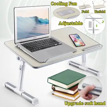 

Adjustable Laptop Desk With Cooling Fan Foldable Notebook Laptop Stand Bed Tabletop Desks Home Study Table Computer Desk 53x30cm