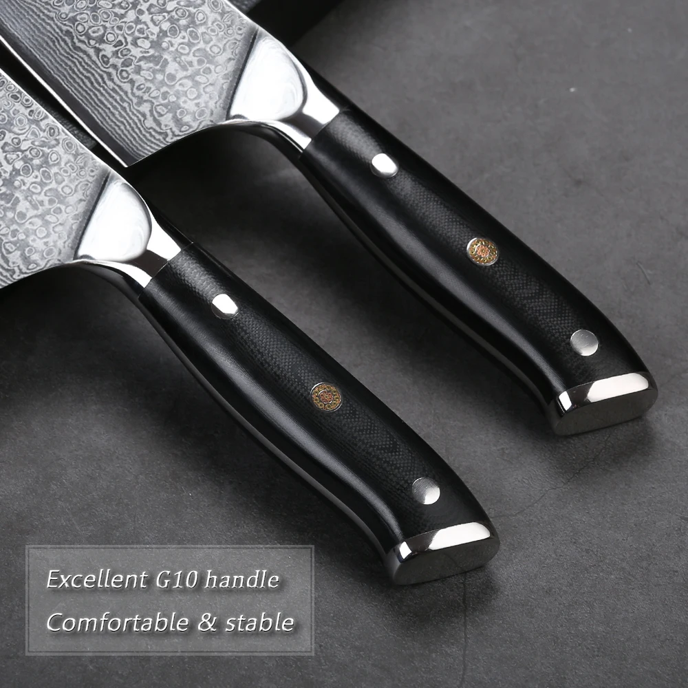 TURWHO 8 дюймов Ножи повара высокоуглеродные VG10 японский 67 слой Дамаск кухонный нож G10 Ручка