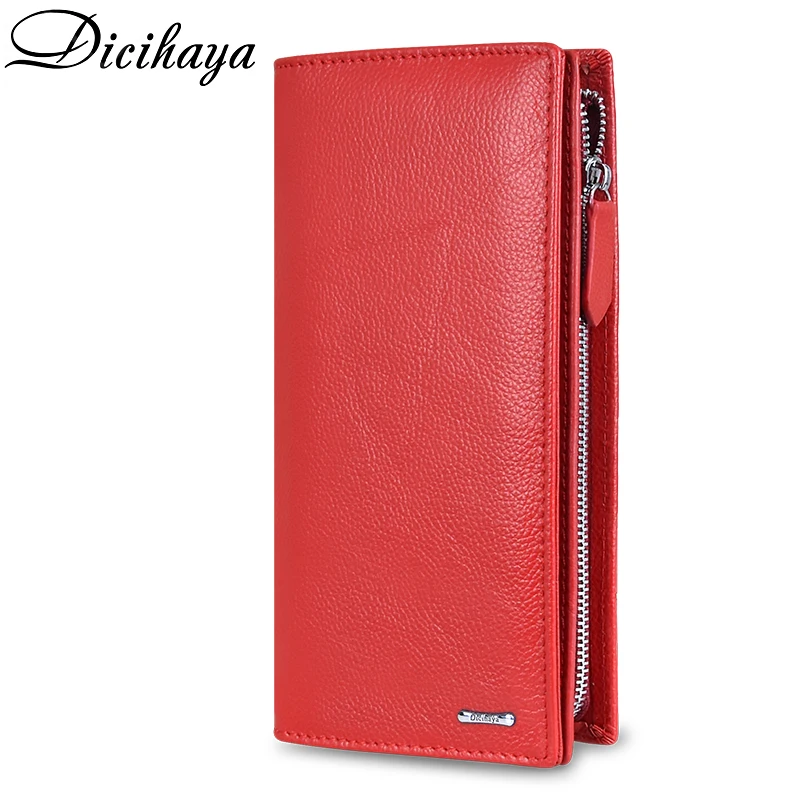 Women Wallets Coin-Purse Female DICIHAYA Genuine-Leather Clutch-Card-Holder Zipper Long-Style