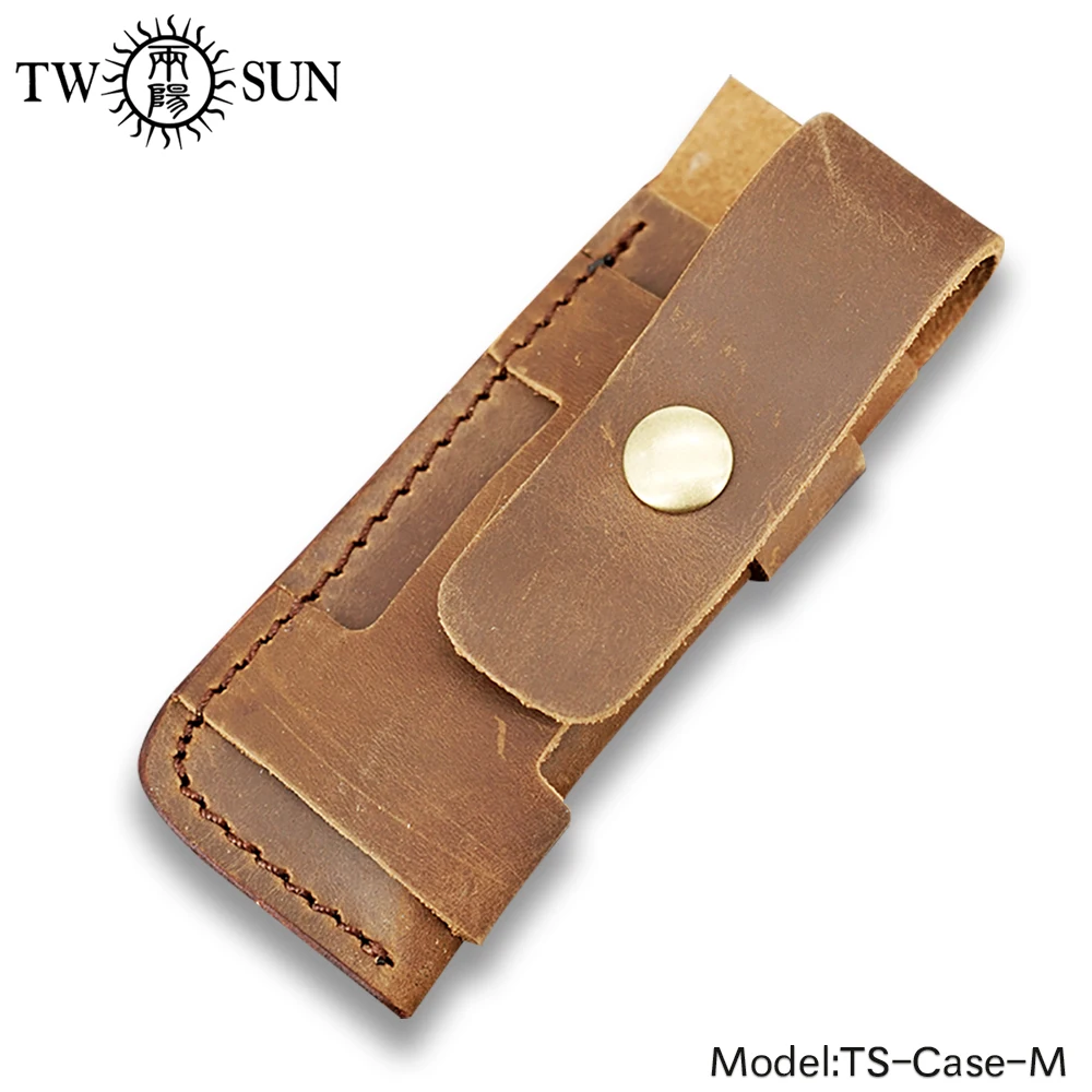 

TwoSun Folding Pocket Knife Flashlight Sheath Brown Genuine Leather Sheath Pouch Pocket Holster Belt Loop Multi Tool Case-M