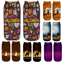 Женские и мужские модные носки с 3D принтом на Хэллоуин, шесть цветов, Короткие хлопковые носки, Рождественские теплые носки-тапочки, 10,9