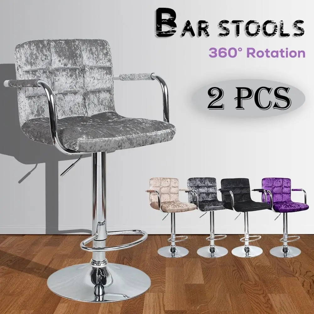 

2pcs/st bar chair Bar Stools Counter Height Adjustable Velvet Swivel Dining Chair UK Stock