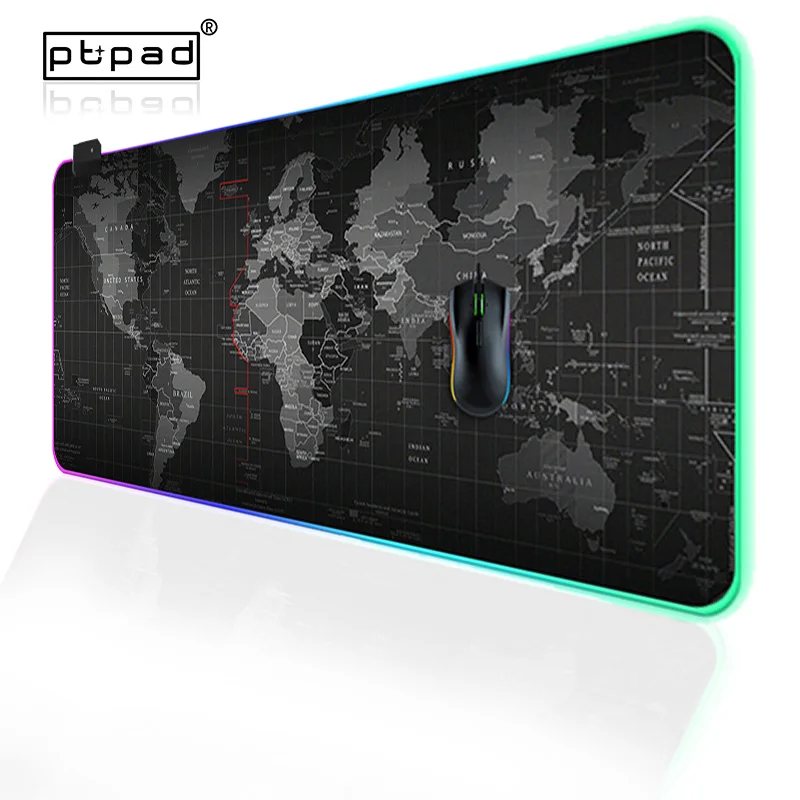 

RGB Gamer Gaming Mouse Pad USB Charger LED Lighting Large World Map Mousepad Non-slip Colorful Mice Mat Desk Pad For Computer