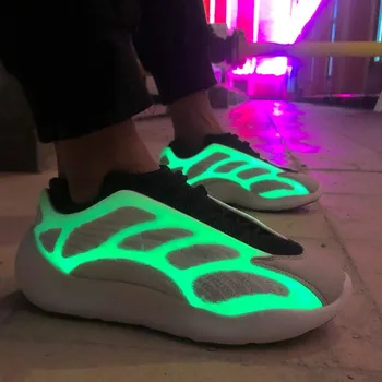 

US4-13 Womens Unisex Mesh Luminous Noctilucent Sneakers Lace Up Casual Sport Korean Styles Shoes 3Styles Plus Size M08