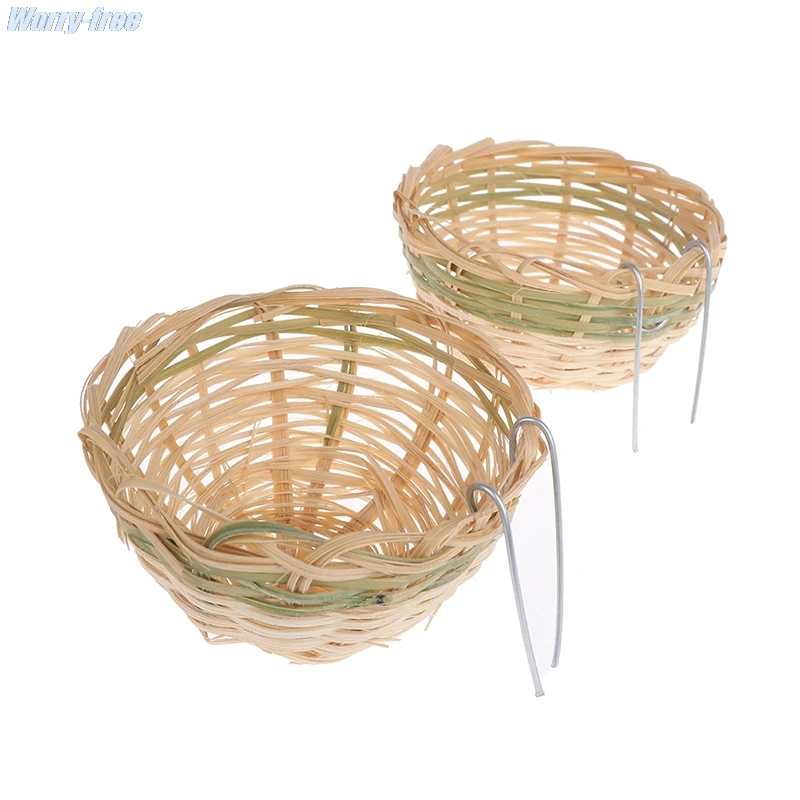 6Pcs Handmade Bamboo Bird Breeding Nest Bed for Budgie Parakeet Cockatiel Parakeet Conure Canary Finch Lovebird and Small Parrot bird house small animal sleeping bed