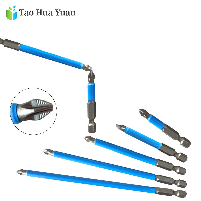 Tao Hua Yuan 7PCS PH2 Anti Slip Electric Screwdriver Bits Set Bits Hex Shank 25/50/65/70/90/127/150mm Power Tool Accessories AA