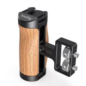 

SmallRig Universal Side Handle For Camera Cage Featuring 1/4" Thread Holes Wooden Handle With Cold Shoe Mount DIY Option -2913