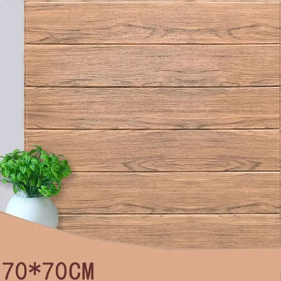 70*70 Средиземноморский Винтаж 3D деревянные полосы настенные наклейки DIY пенопластовая самоклеющаяся гостиная спальня домашний декор обои - Цвет: 70X70CM