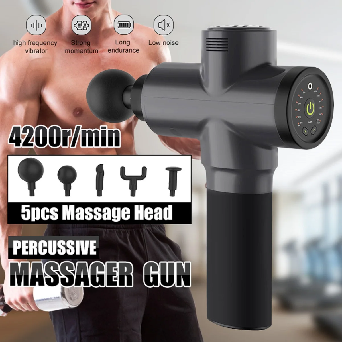 

4200r/min Therapy Massage Guns Muscle Massager Pain Sport Massage Machine Li-ion Relax Body Relaxation Slimming Relief 4 Heads