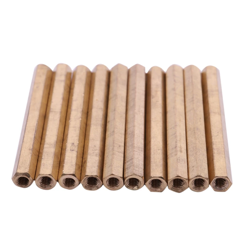 

M4 x 60mm Female Threaded Brass Hex Standoff Pillar Spacer Nut 10pcs