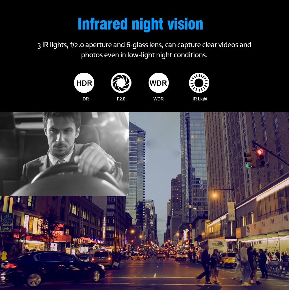 Non Brand FHD 1080P Night Vision Car DVR Camera Dash Cam Dual Record Hidden Video Recorder Dash Camera Parking Monitoring DashCam