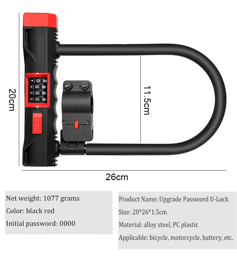 u lock bike Bicycle code lock candado bicicleta candado moto bicycle lock motorcycle antivol moto anti theft cadeado bicicl