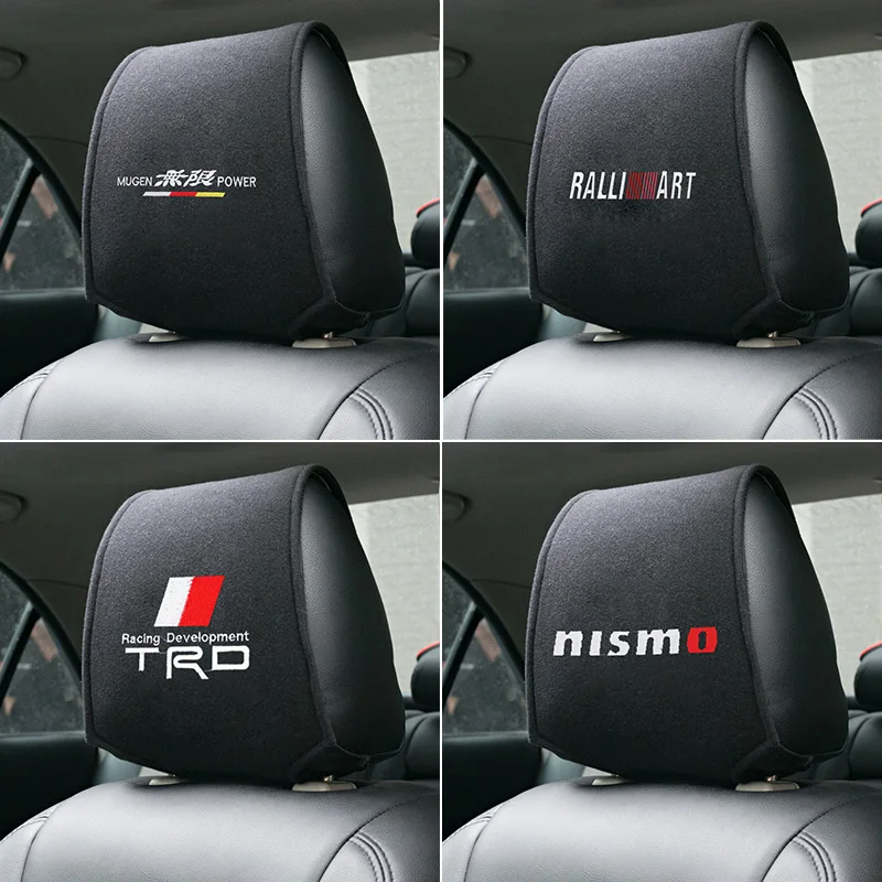 Car Head Restraint Cover 2pcs Cotton Auto Headrest Case For Honda Mugen