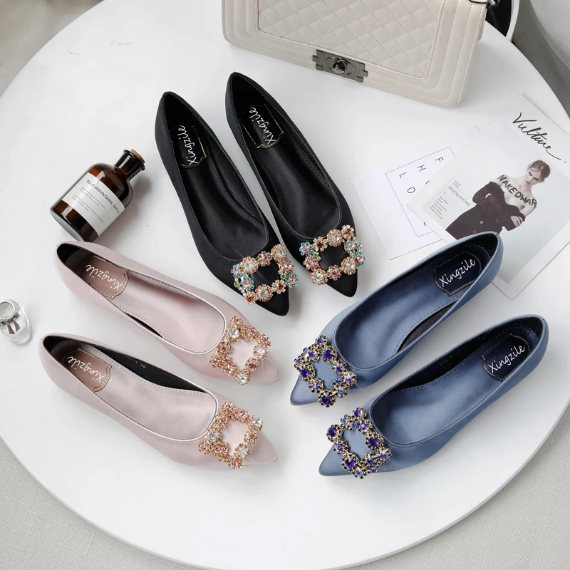 Pointed Flat Shoes Women Pointed Toe Women Shoes Silk Wedding Dress