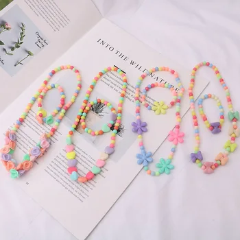 

Cartoon Beads Children's Necklace Bracelet Girls Birthday Party Gifts Pack Up Decorative Princess gift