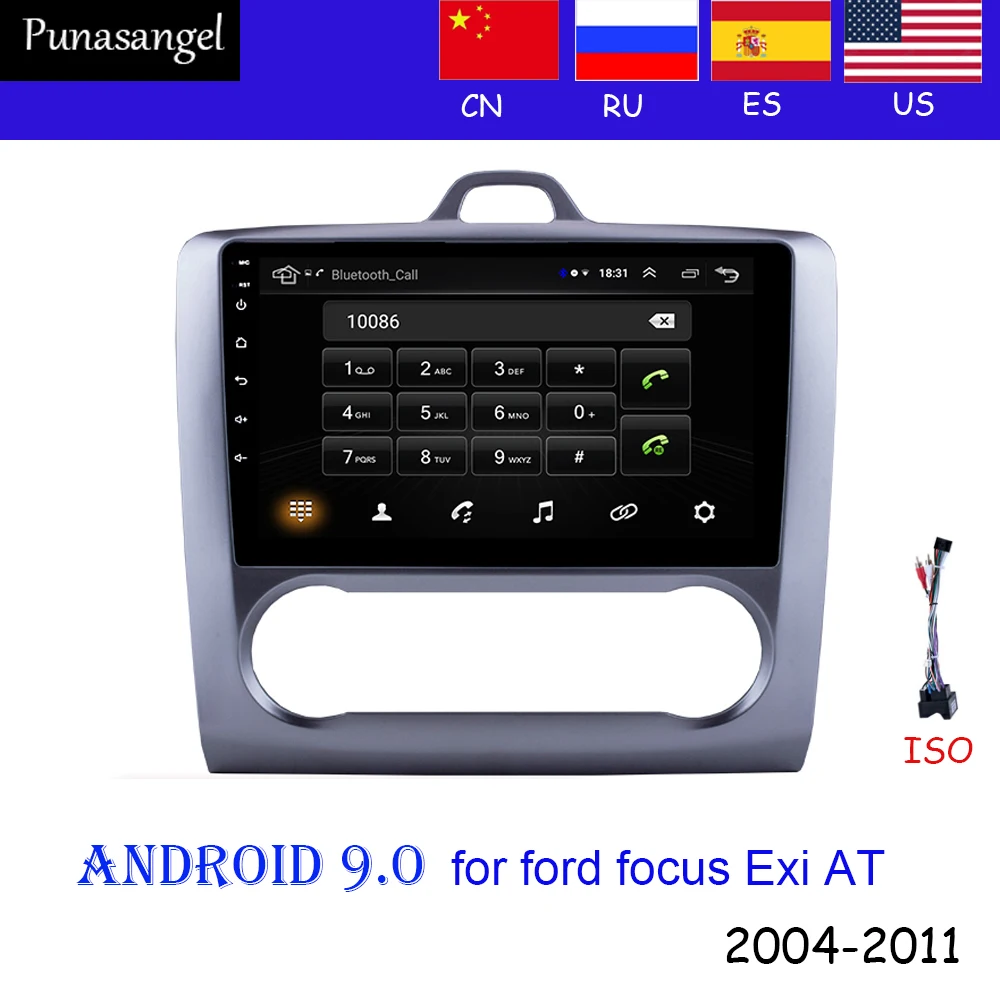 

2-DIN 9'' Android 9.0 GPS Navigation car radio Touchscreen Quad-core multimedia player For 2004-2011 Ford Focus Exi AT 2din