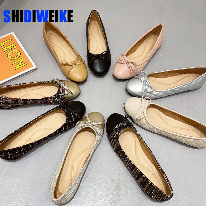 Schoenen Vrouw Basic Flats 2022 Twee Kleur Splicing Klassieke Boog Ballet  Werk Schoen Grote Maat 43 Tweed Flats Mode Vrouwen schoenen|Platte  damesschoenen| - AliExpress